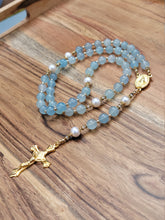 Load image into Gallery viewer, Aquamarine and Pearl Rosary