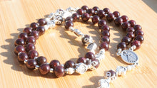 Load image into Gallery viewer, Red Garnet and Sterling Silver Divine Mercy Chaplet
